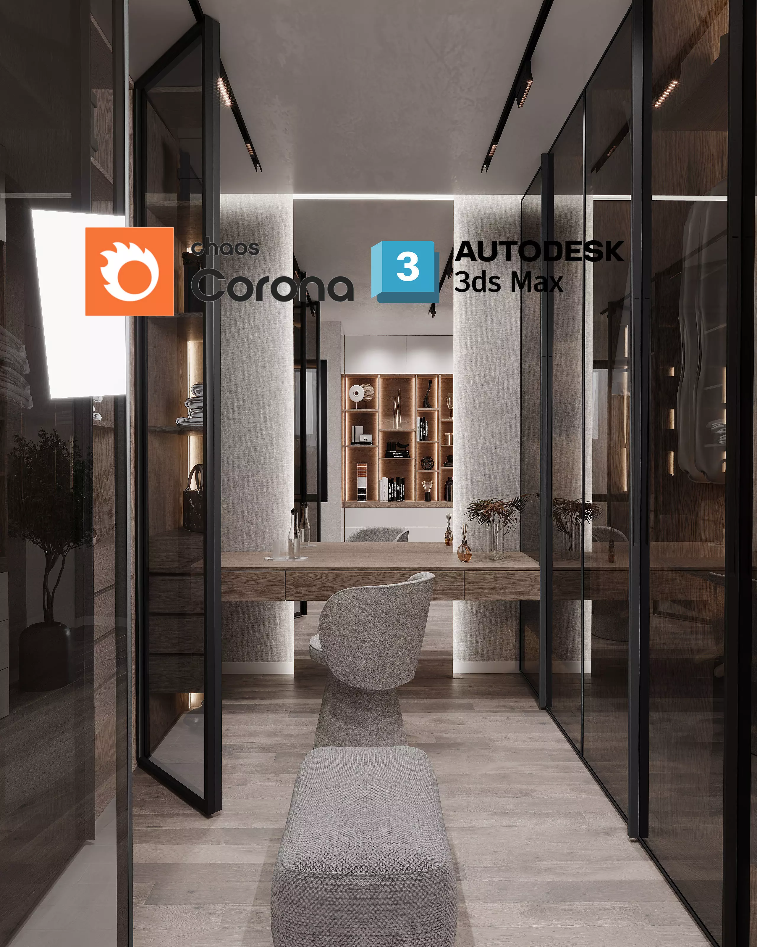 Corona Render Interior Wardrobe Modern Design 3D model Free 3D model_0