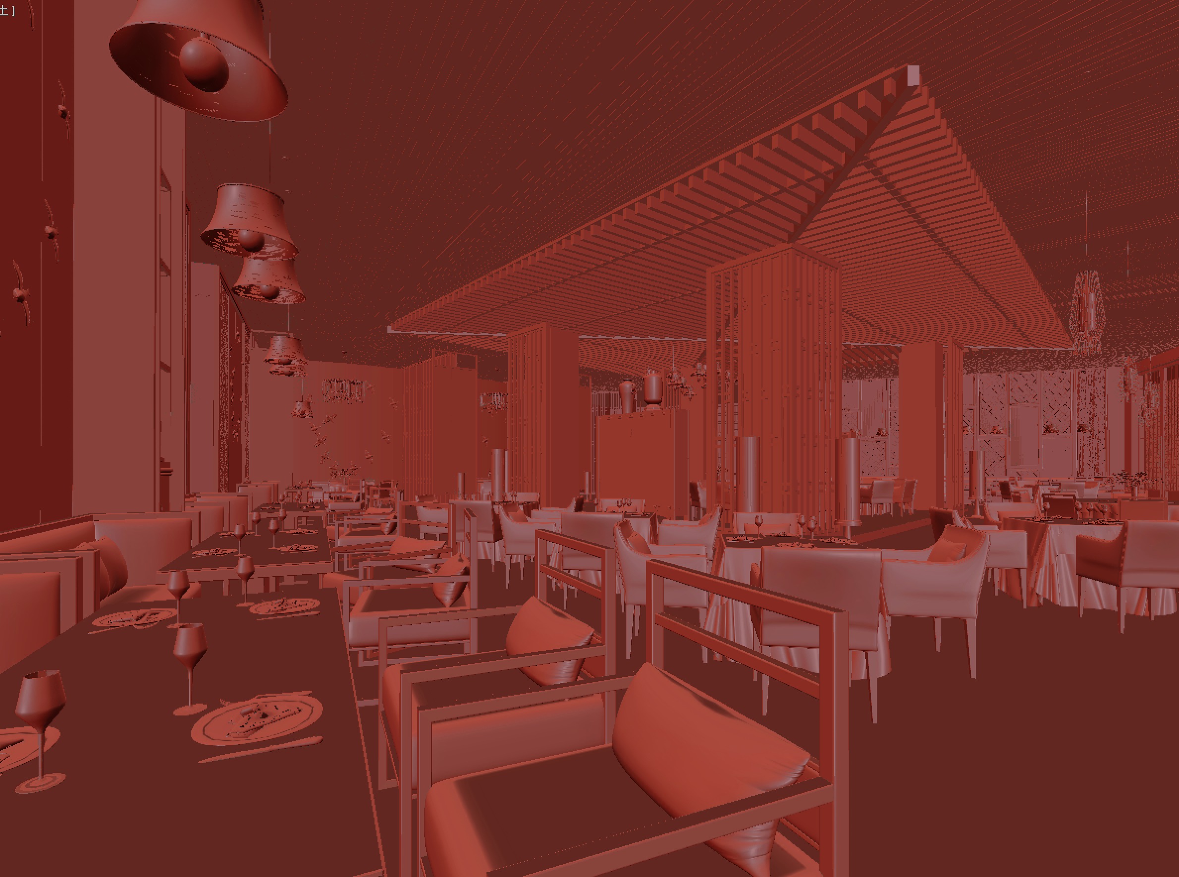 restaurant interior scenes 3D model_2
