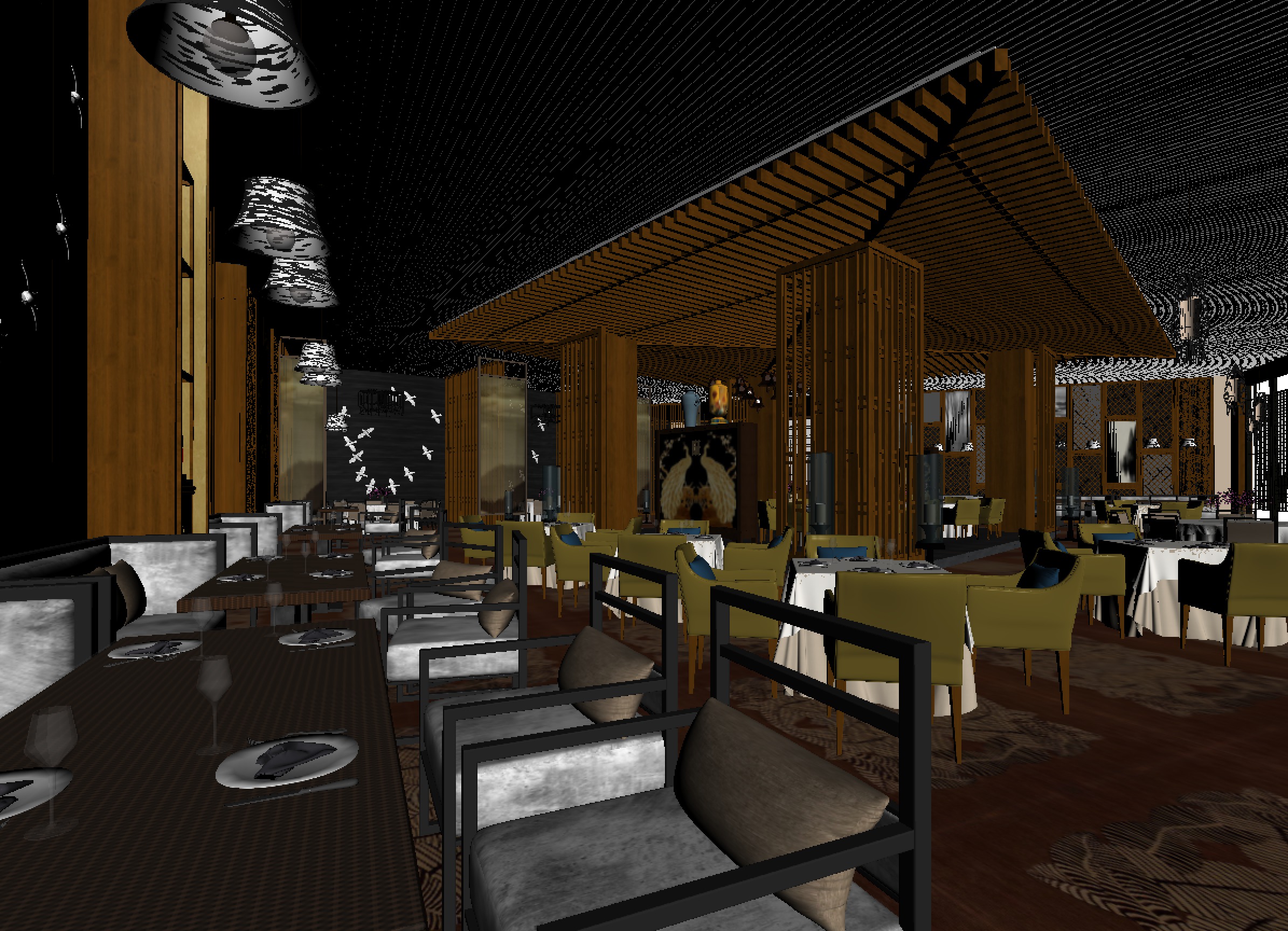 restaurant interior scenes 3D model_1