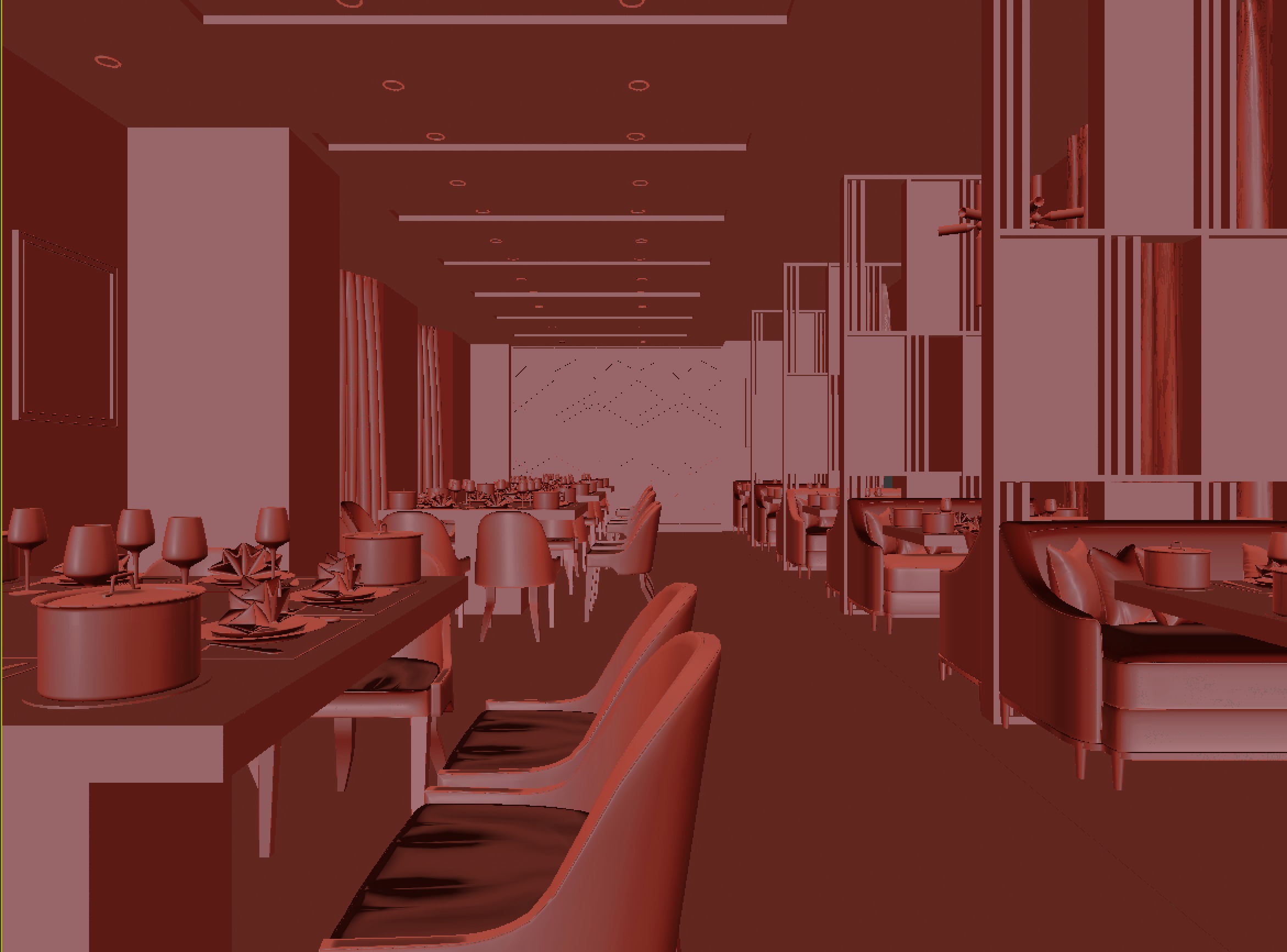 restaurant interior scenes 3D model_2