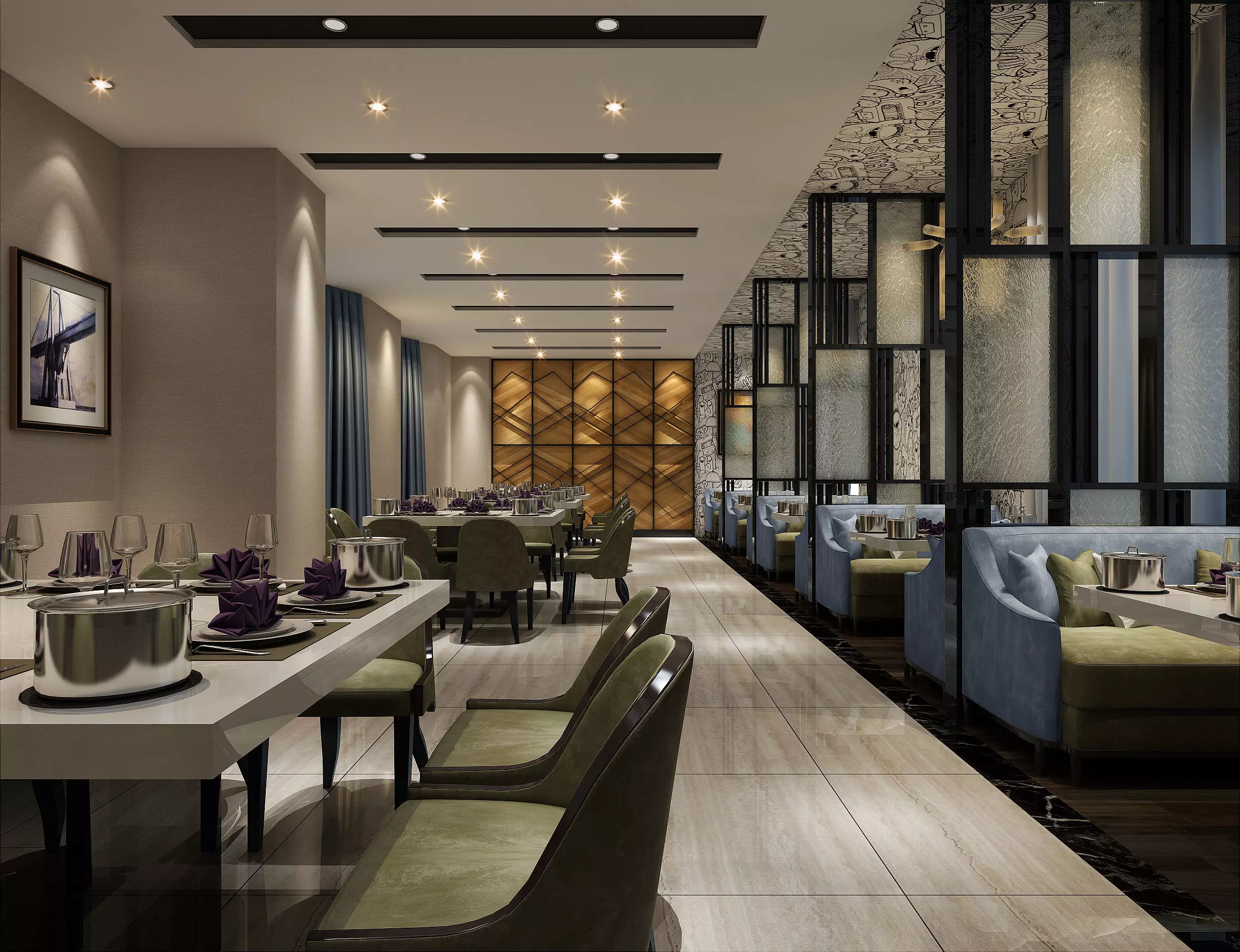 restaurant interior scenes 3D model_0