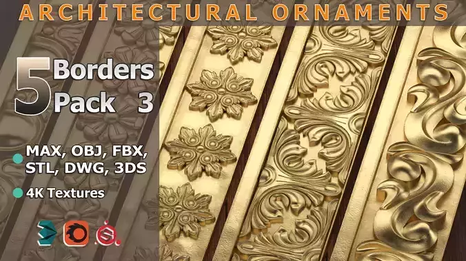 5 Borders Ornamental Pack 3 3D model