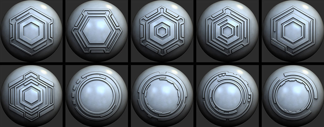 150 Sci -Fi Hologram VDM Brushes Pack for Zbrush 3D model_5