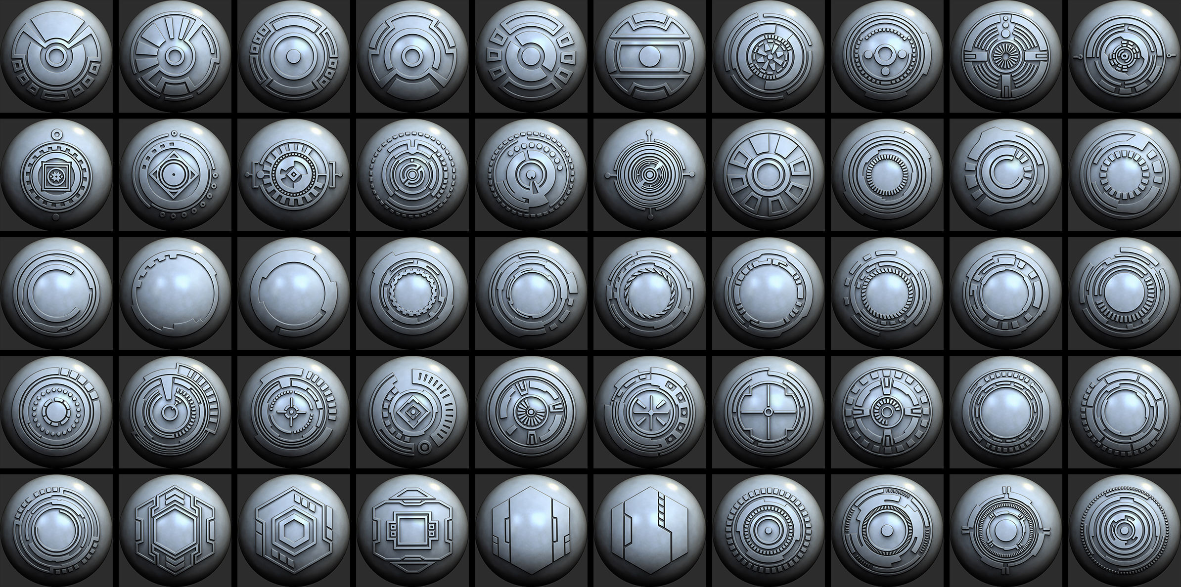 150 Sci -Fi Hologram VDM Brushes Pack for Zbrush 3D model_2