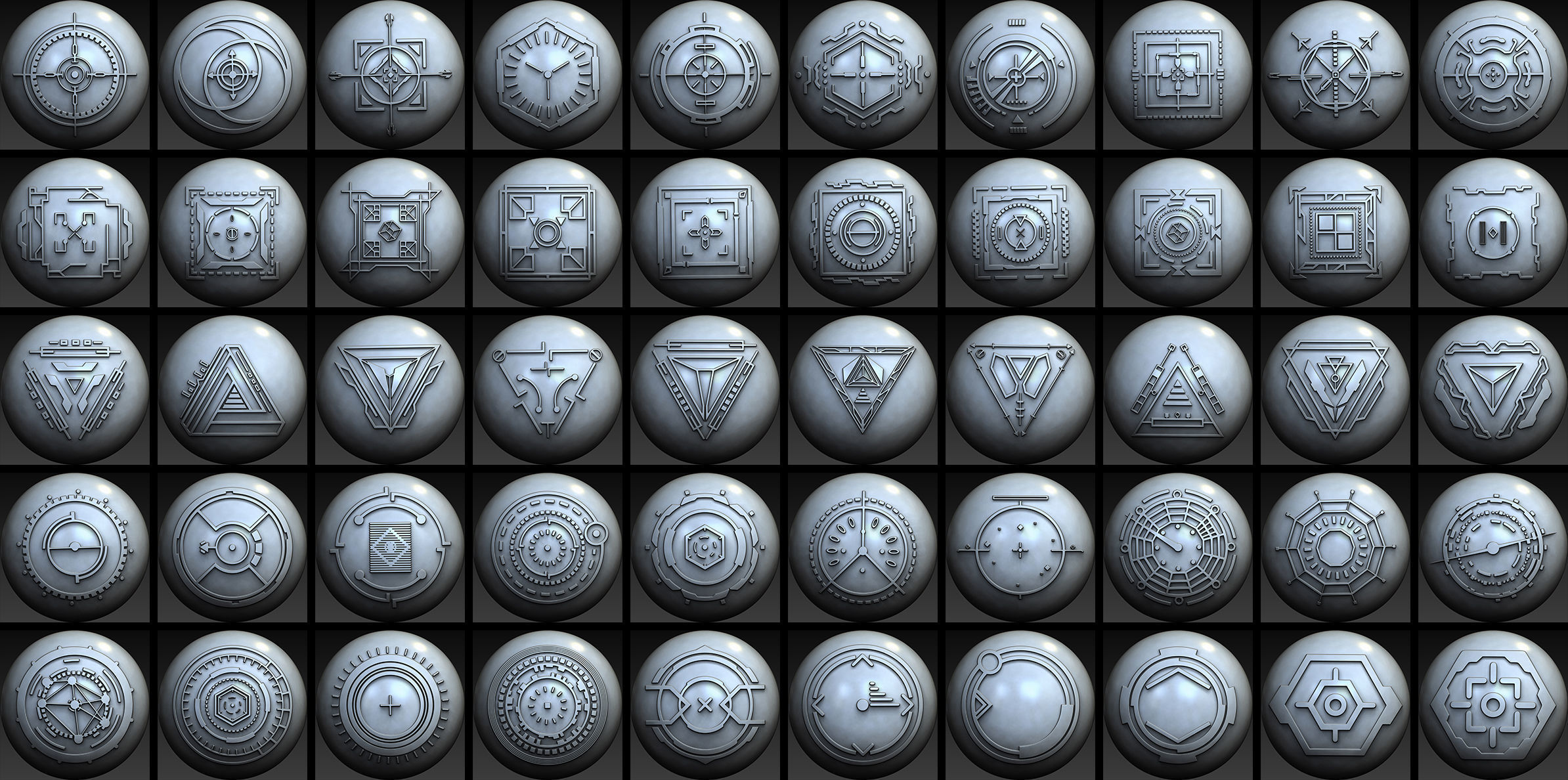 150 Sci -Fi Hologram VDM Brushes Pack for Zbrush 3D model_3