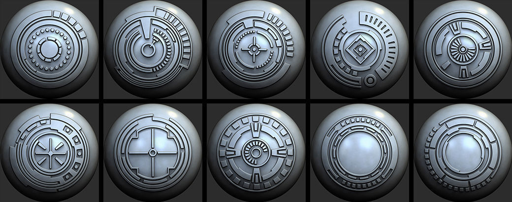 150 Sci -Fi Hologram VDM Brushes Pack for Zbrush 3D model_12