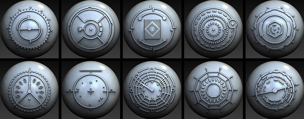 150 Sci -Fi Hologram VDM Brushes Pack for Zbrush 3D model_17