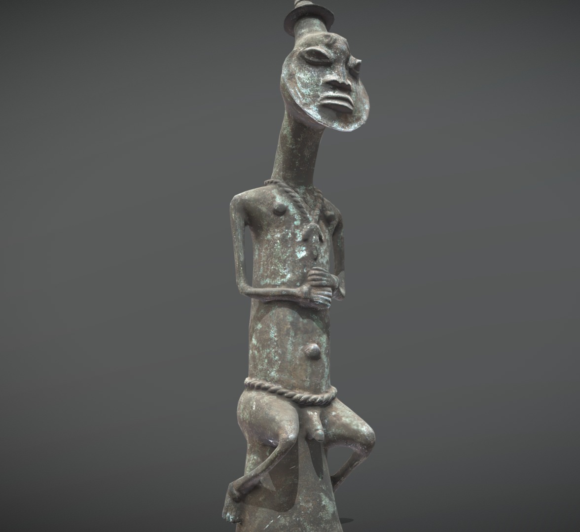 Seated Edan Ogboni Osugbo male figure Low-poly 3D model_7