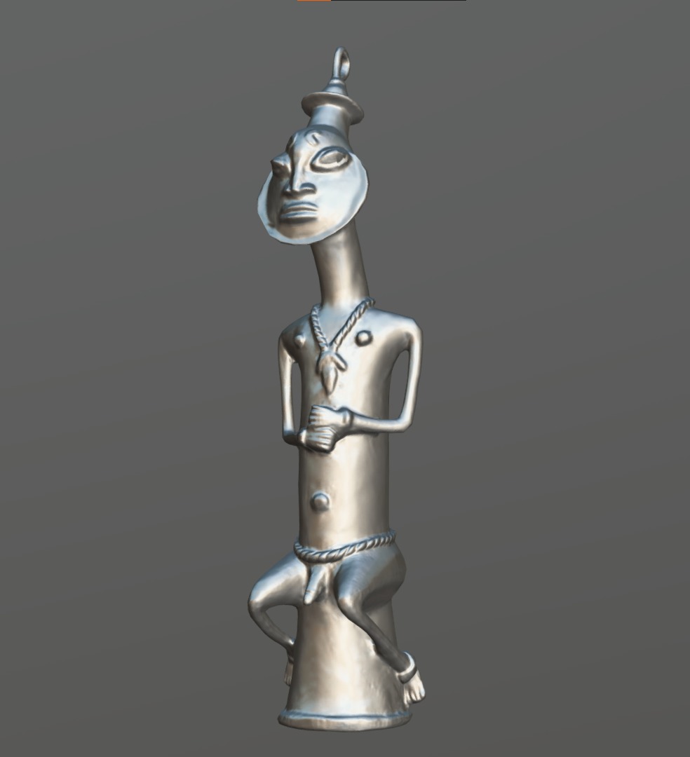 Seated Edan Ogboni Osugbo male figure Low-poly 3D model_1