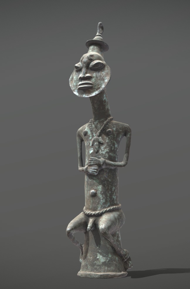 Seated Edan Ogboni Osugbo male figure Low-poly 3D model_2