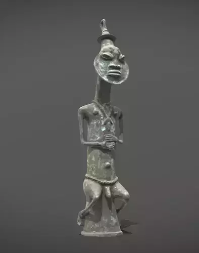 Seated Edan Ogboni Osugbo male figure Low-poly 3D model