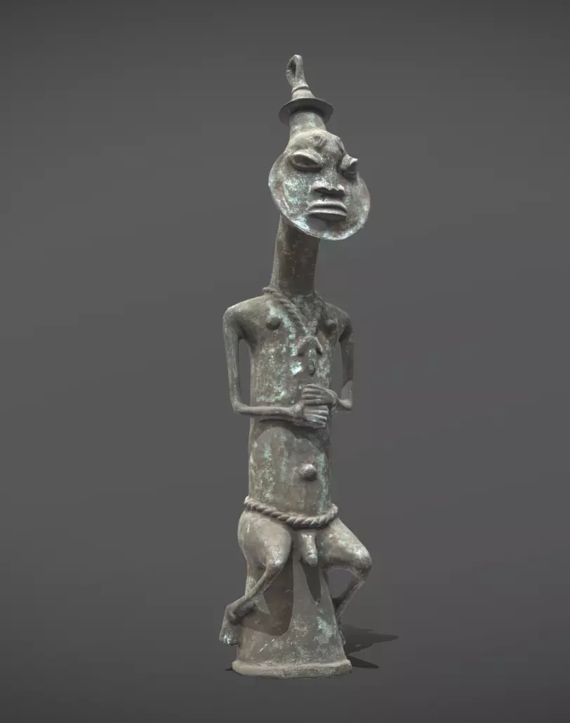 Seated Edan Ogboni Osugbo male figure Low-poly 3D model_0