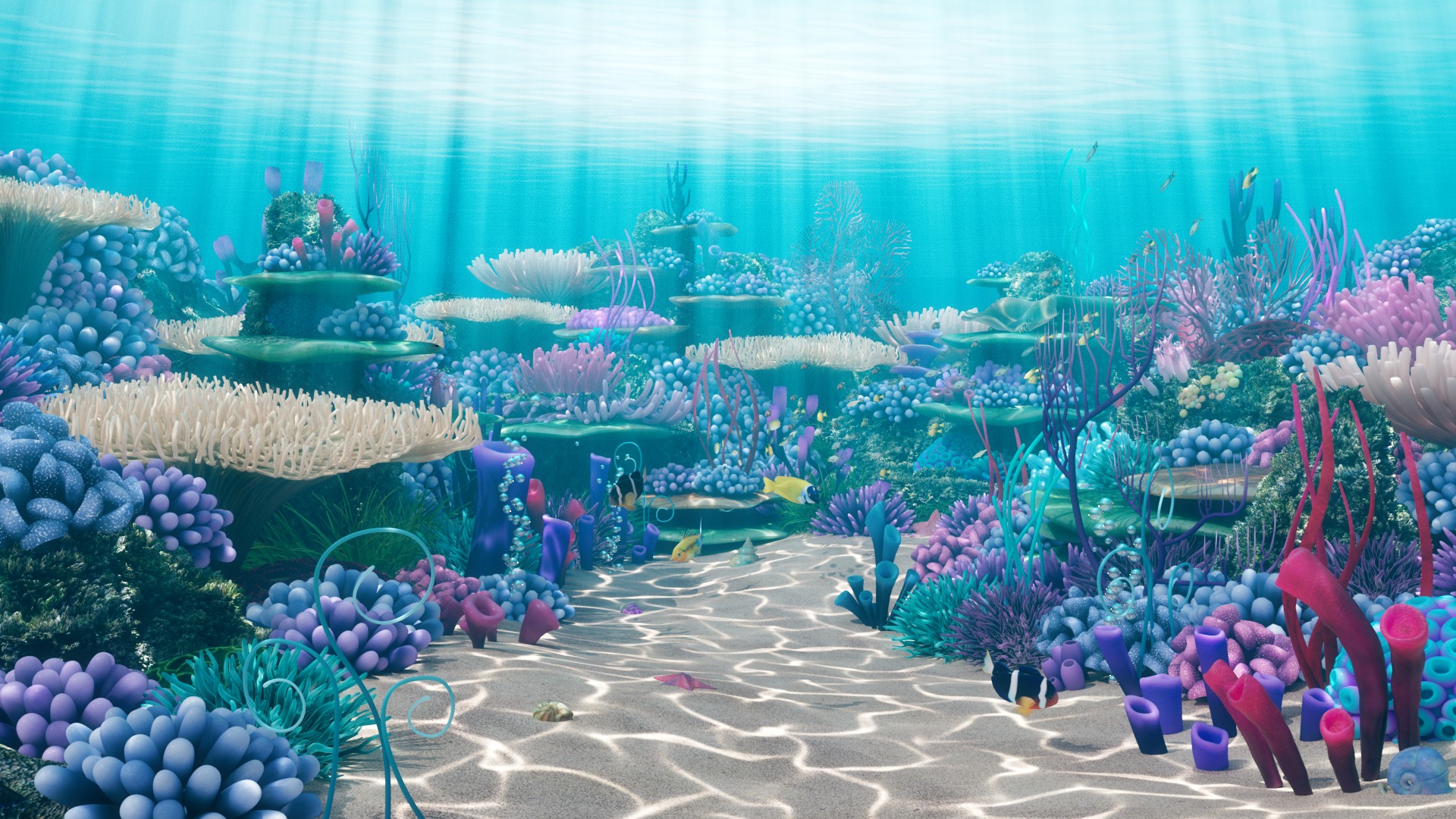 Cartoon Underwater Scene 3D model_1