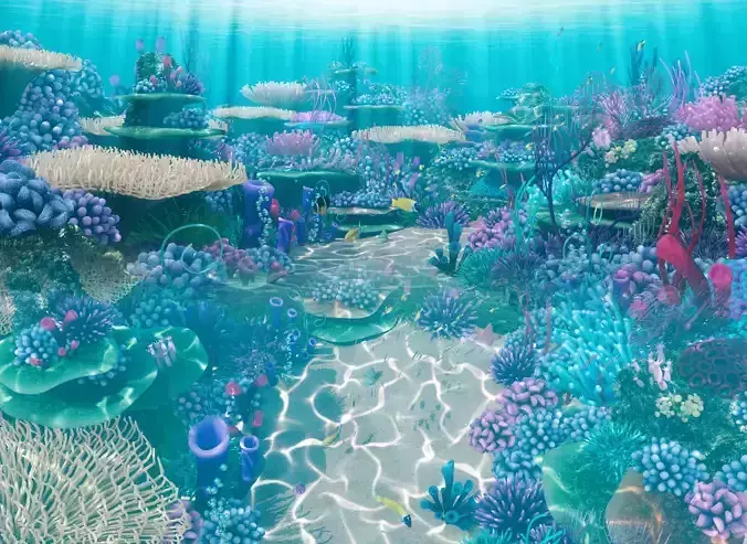 Cartoon Underwater Scene 3D model