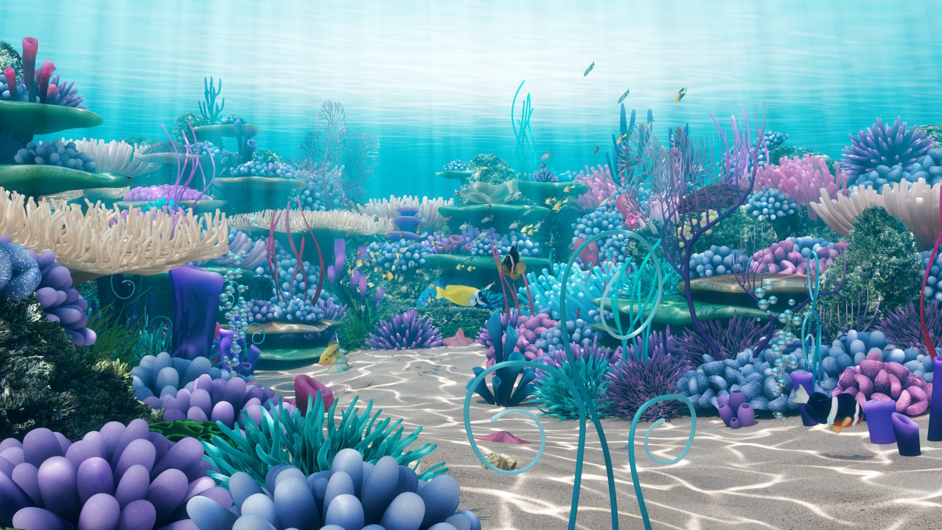 Cartoon Underwater Scene 3D model_4