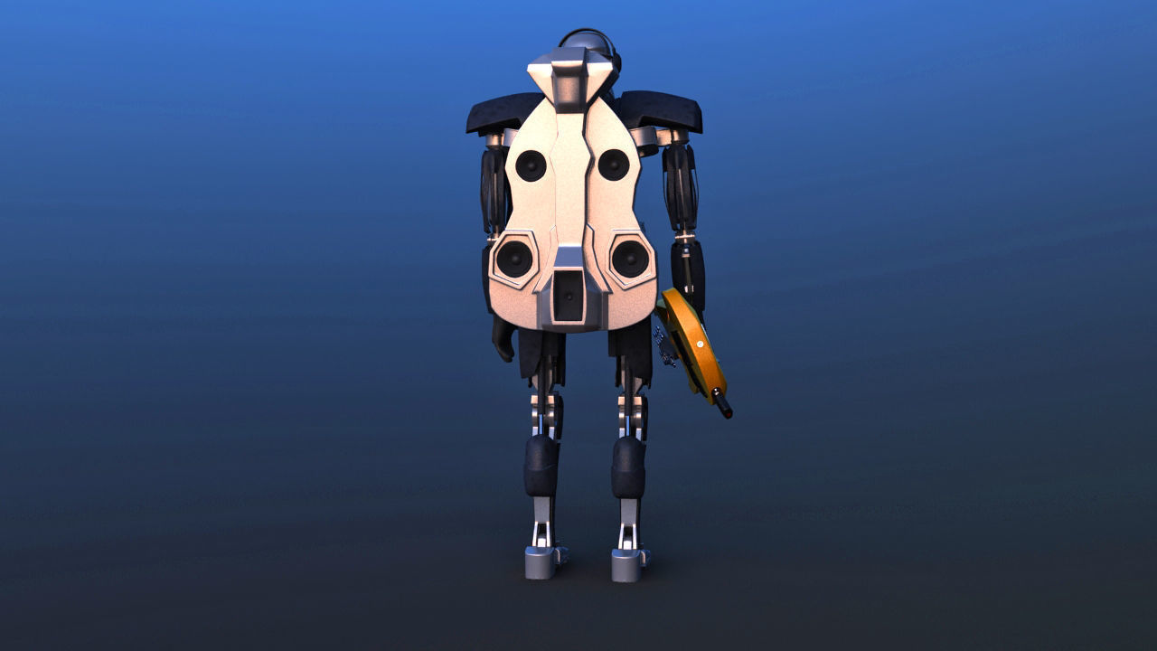 Futuristic Guitar Player Robot 3D model_5