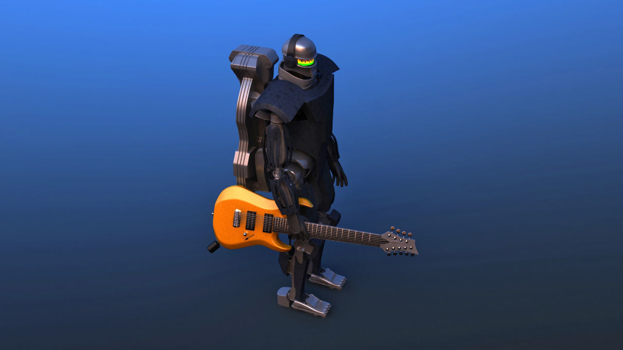 Futuristic Guitar Player Robot 3D model_24