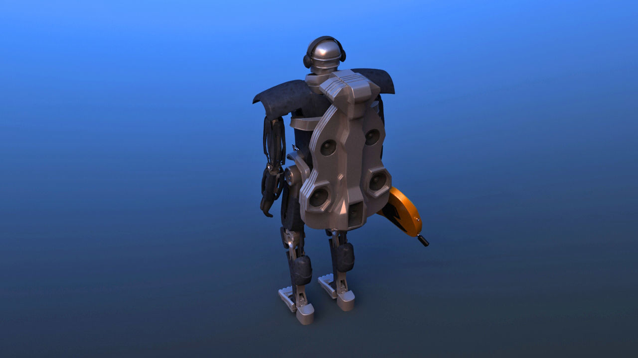 Futuristic Guitar Player Robot 3D model_27