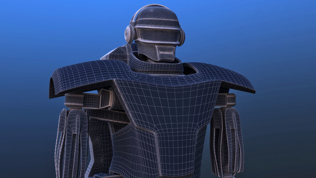 Futuristic Guitar Player Robot 3D model_35