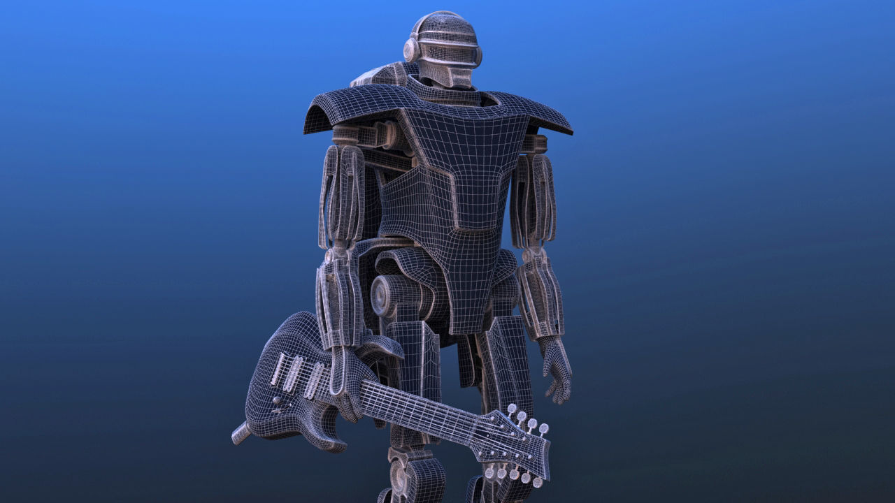 Futuristic Guitar Player Robot 3D model_31