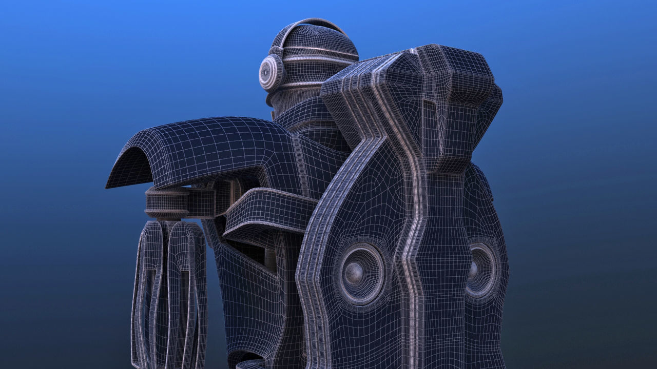 Futuristic Guitar Player Robot 3D model_36