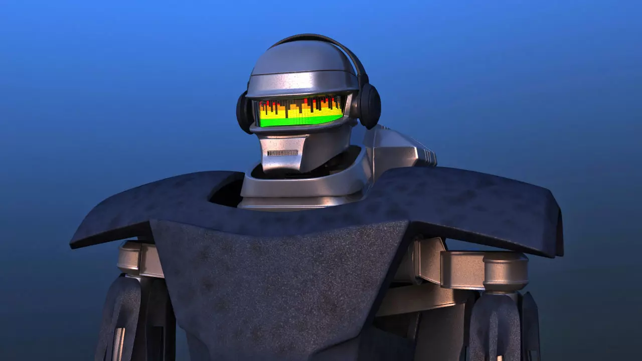 Futuristic Guitar Player Robot 3D model_0