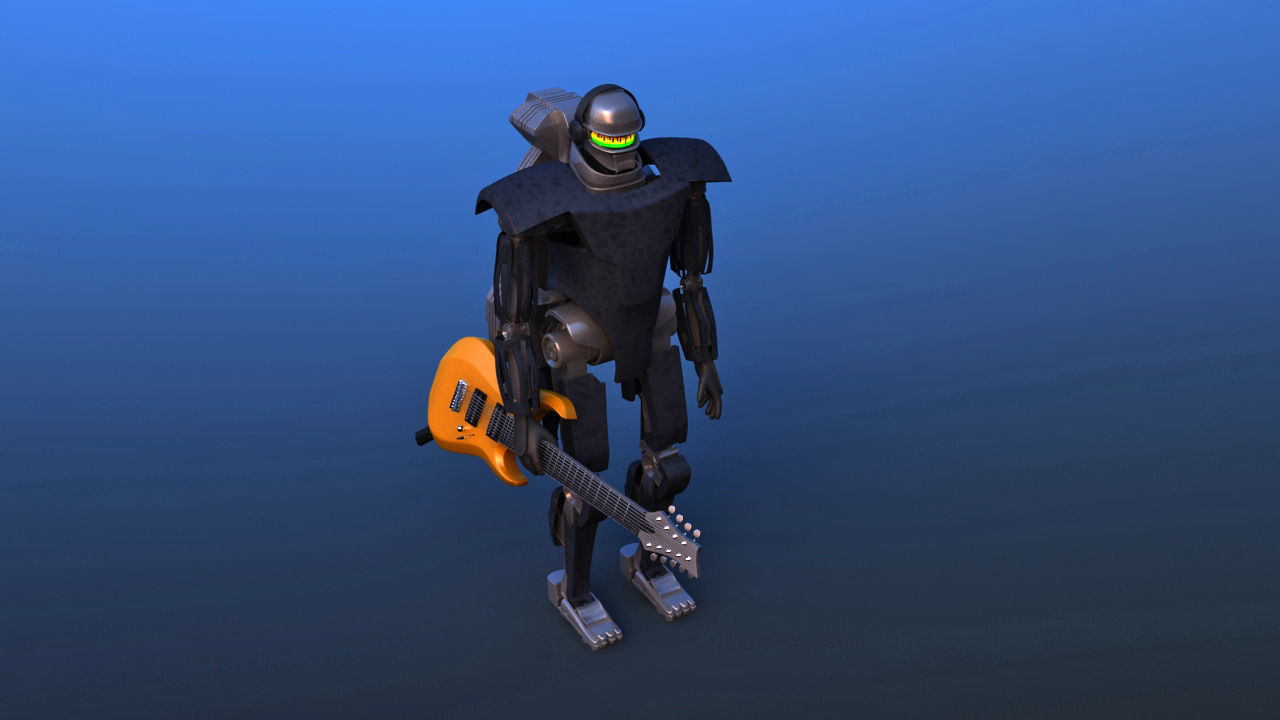 Futuristic Guitar Player Robot 3D model_23