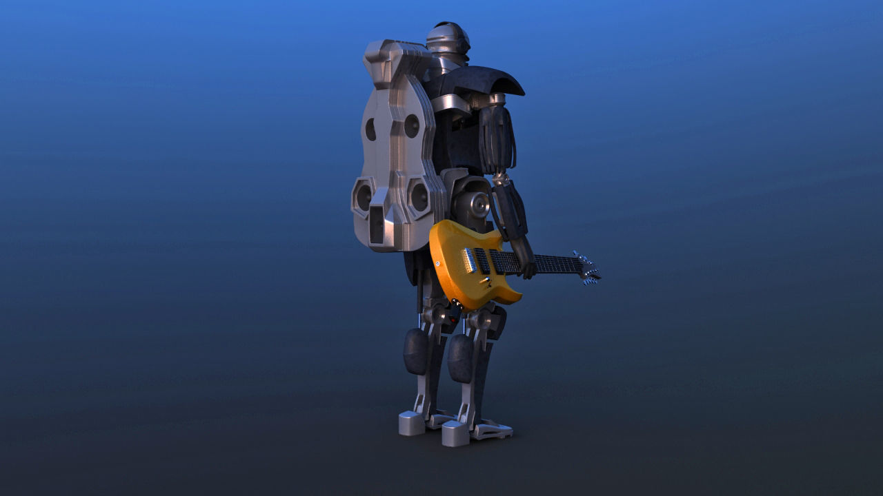 Futuristic Guitar Player Robot 3D model_6