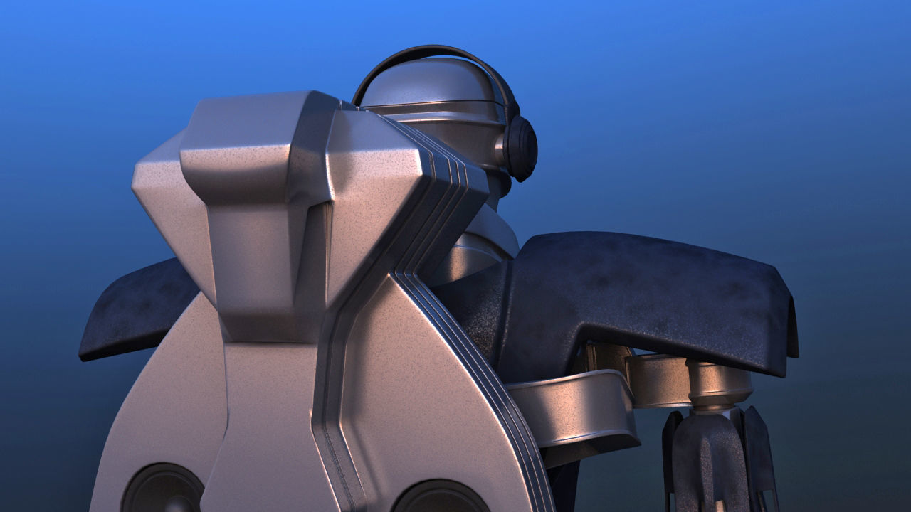 Futuristic Guitar Player Robot 3D model_11