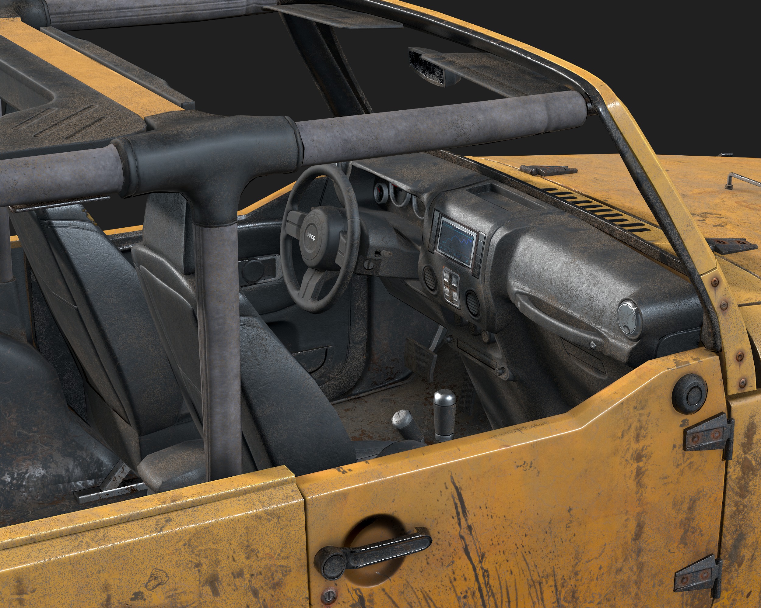 Jeep Wrangler yellow  game ready model Low-poly 3D model_21