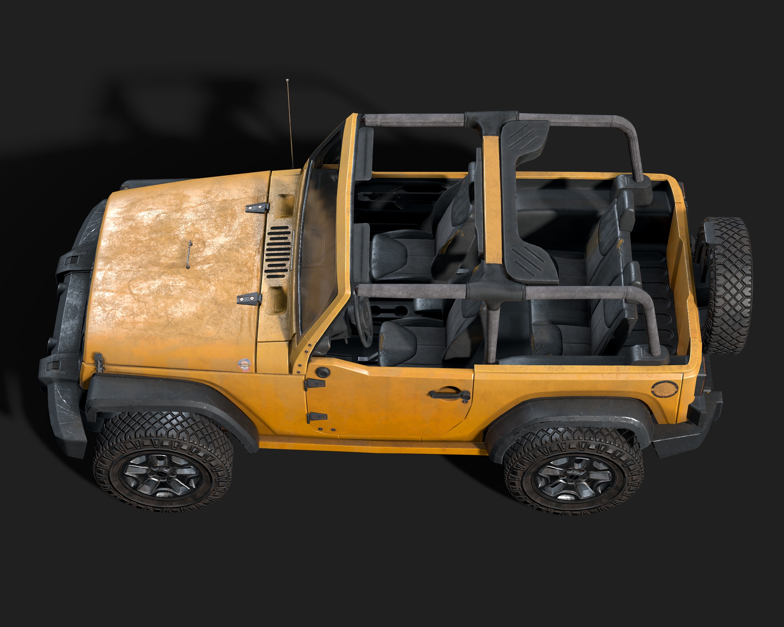 Jeep Wrangler yellow  game ready model Low-poly 3D model_6