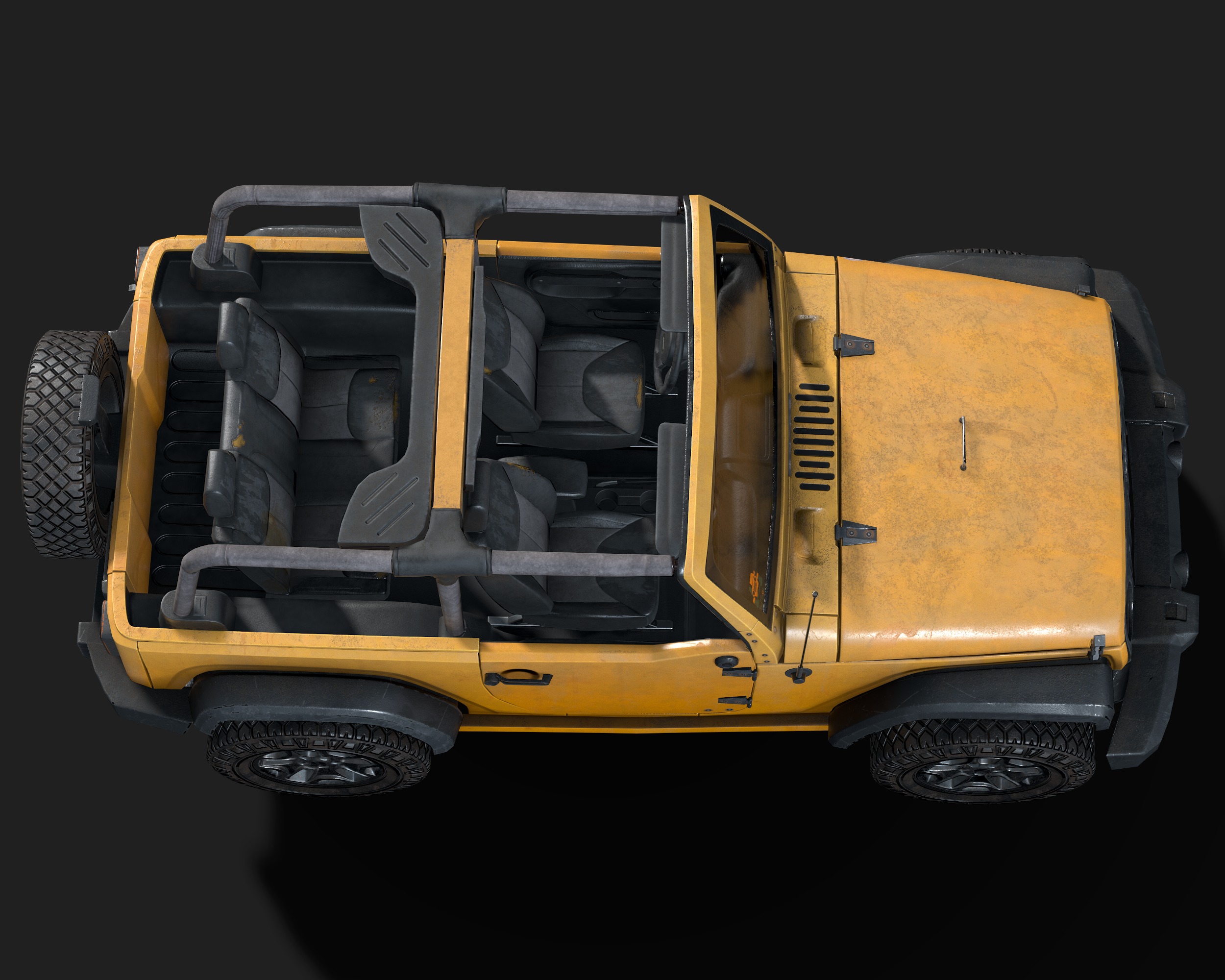 Jeep Wrangler yellow  game ready model Low-poly 3D model_7