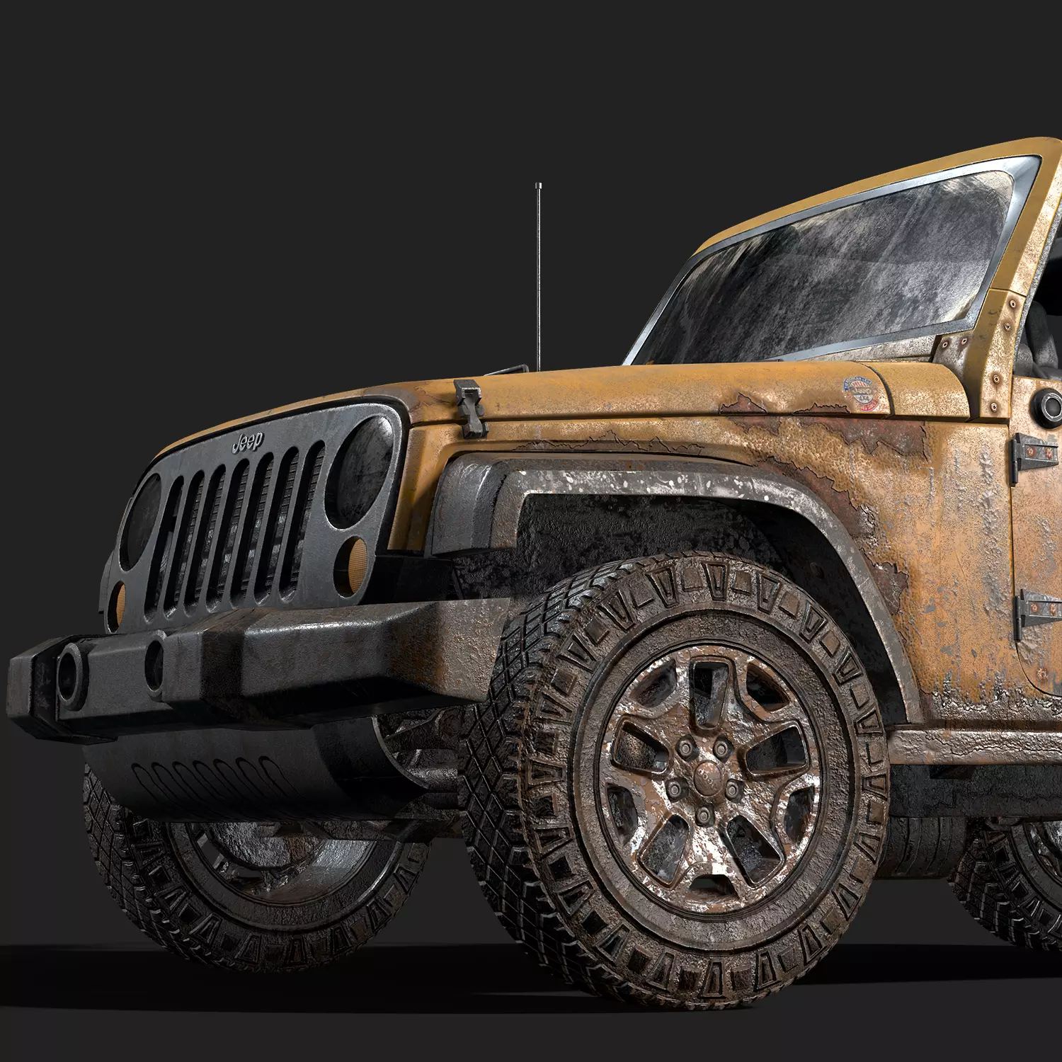 Jeep Wrangler yellow  game ready model Low-poly 3D model_0