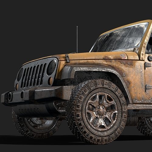 Jeep Wrangler yellow  game ready model Low-poly 3D model