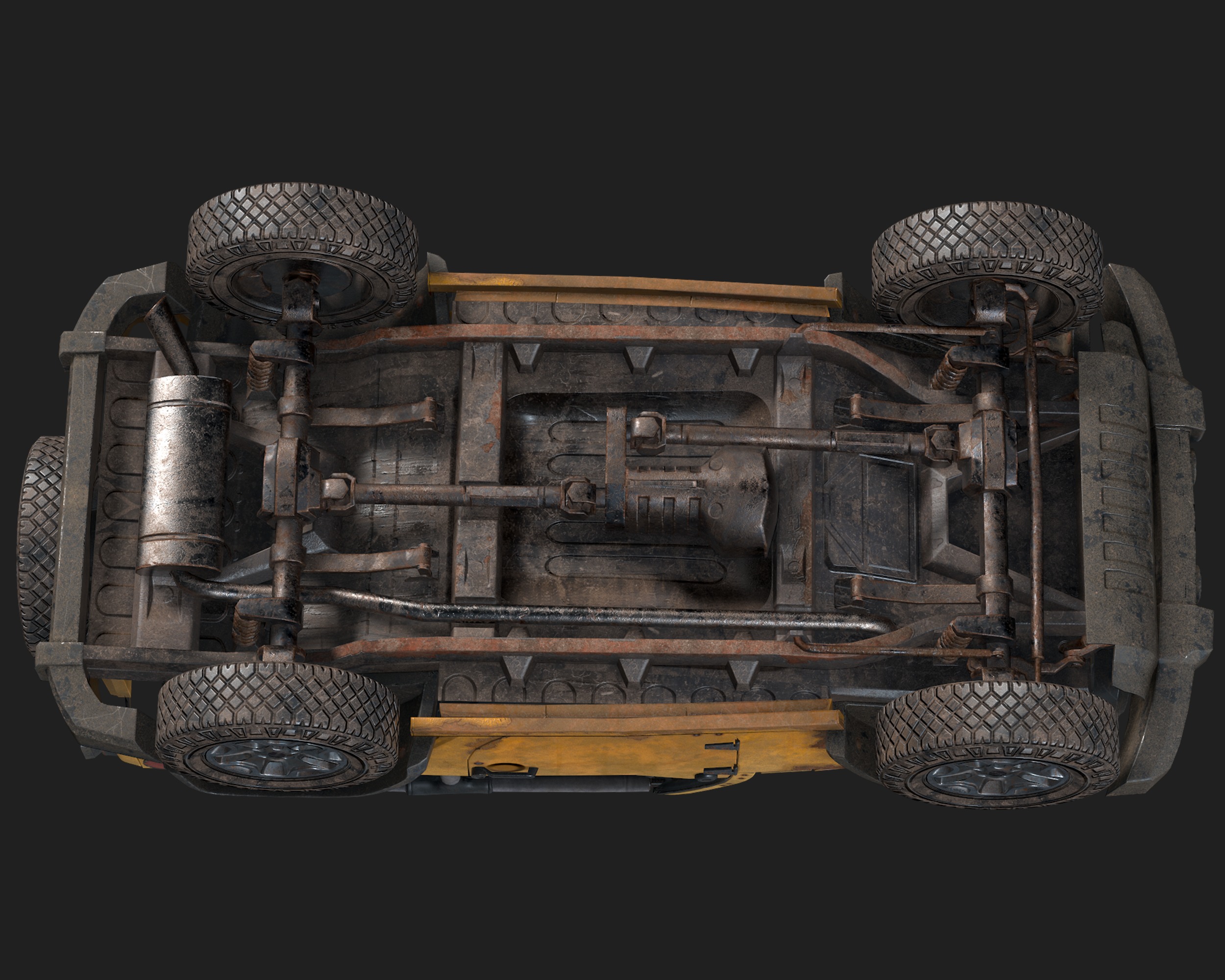 Jeep Wrangler yellow  game ready model Low-poly 3D model_16