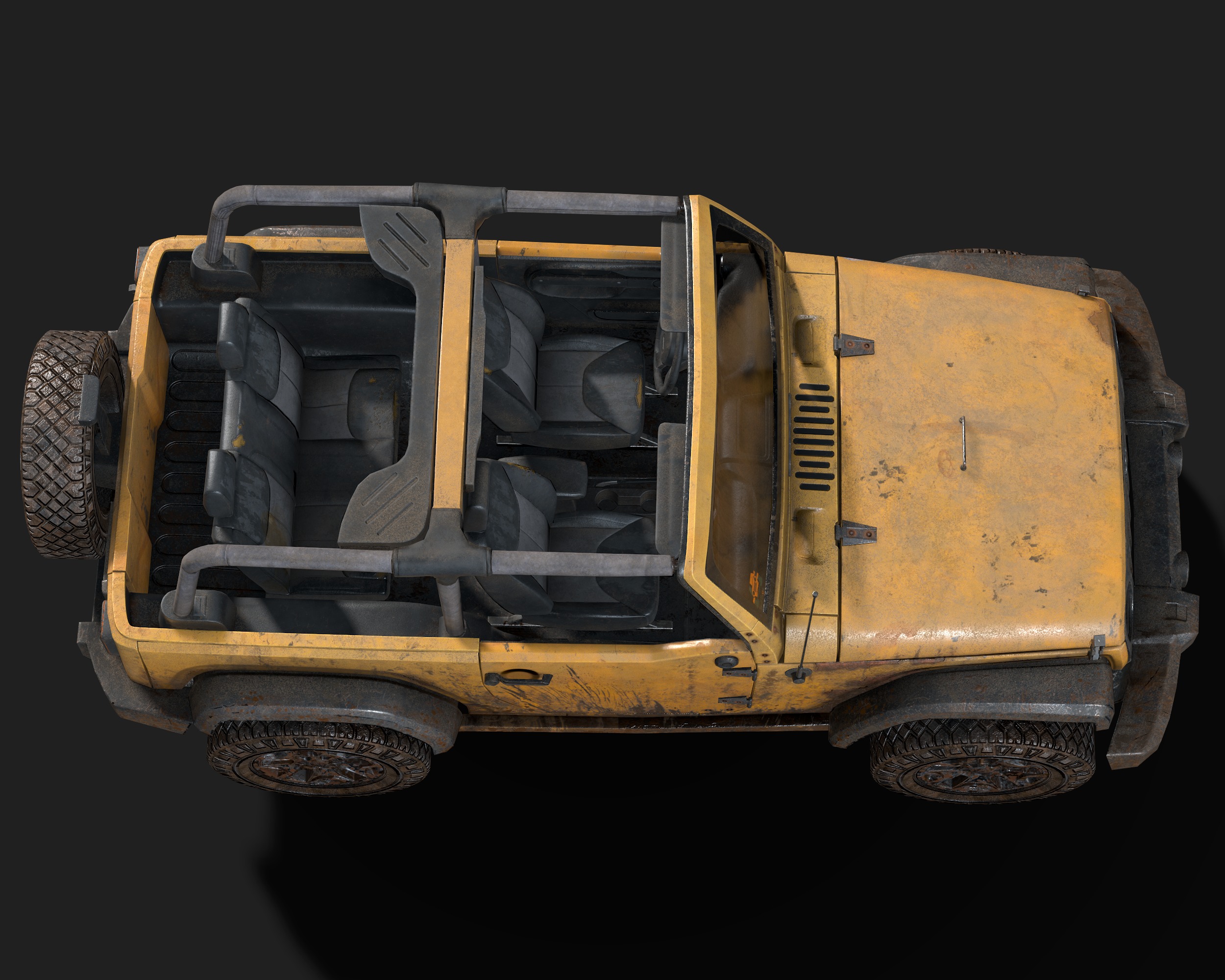 Jeep Wrangler yellow  game ready model Low-poly 3D model_19