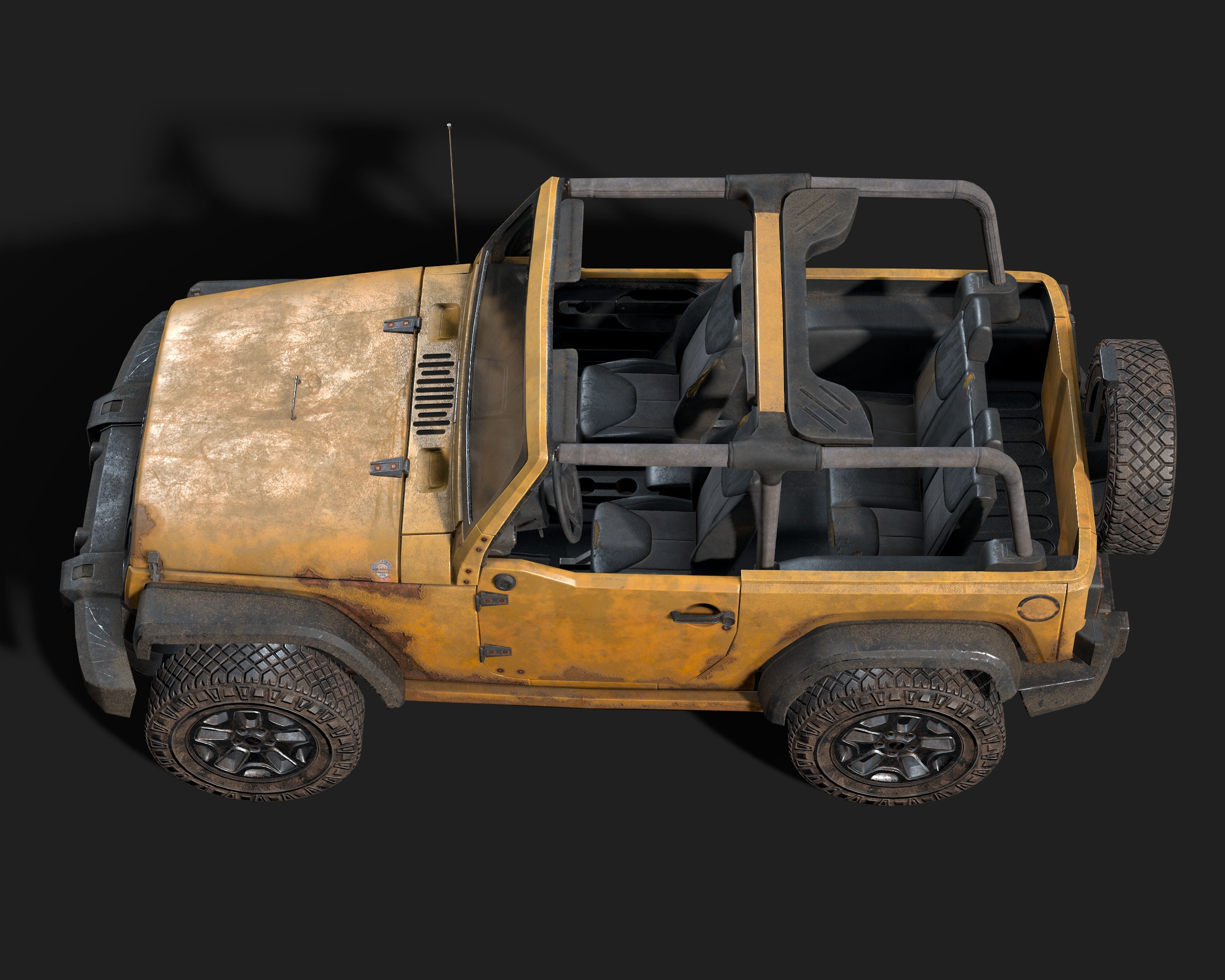 Jeep Wrangler yellow  game ready model Low-poly 3D model_12
