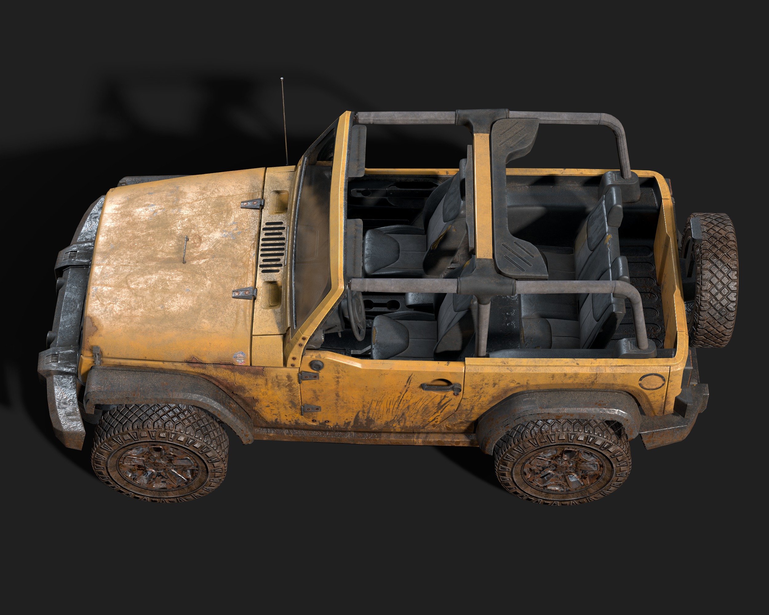 Jeep Wrangler yellow  game ready model Low-poly 3D model_18