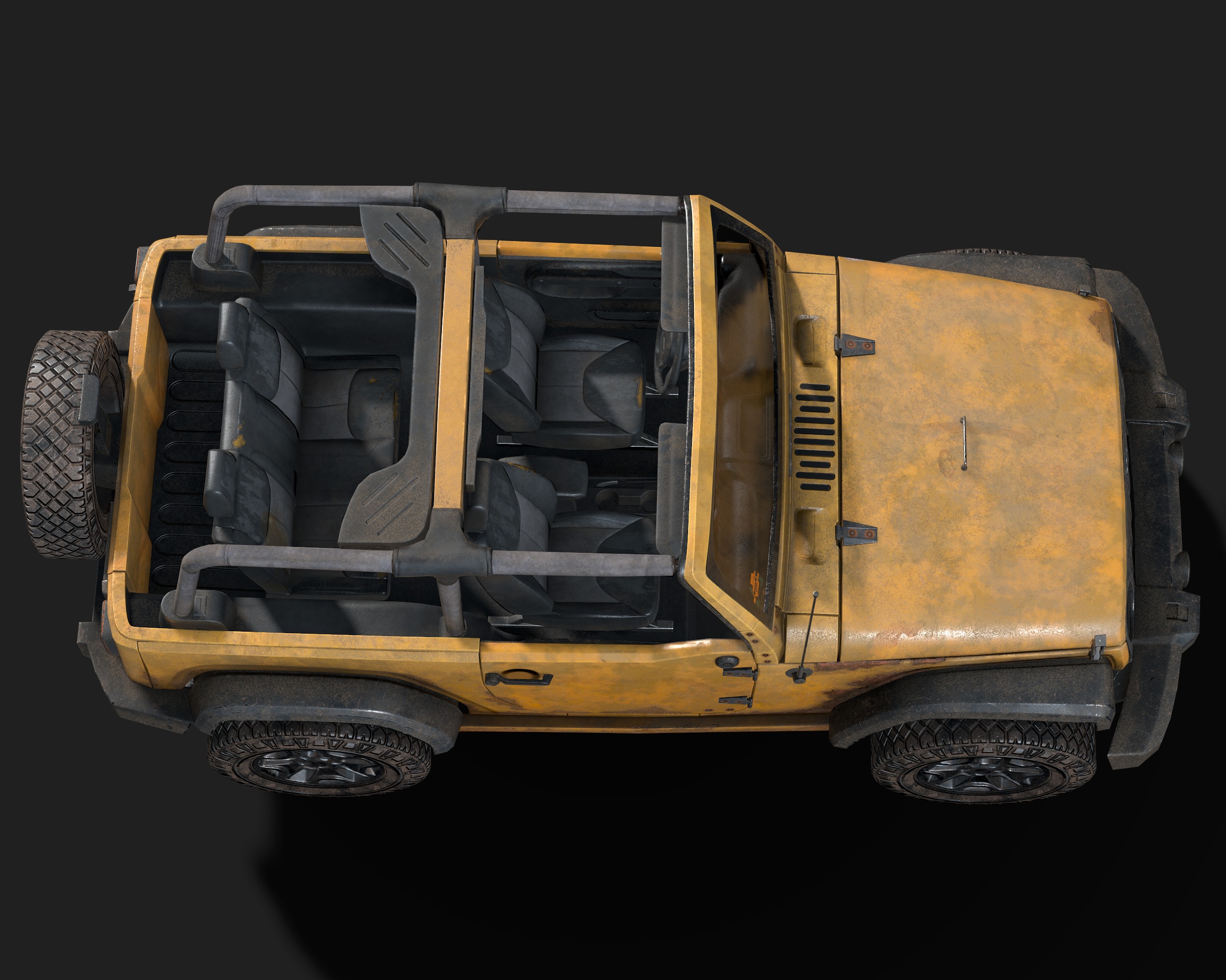 Jeep Wrangler yellow  game ready model Low-poly 3D model_13