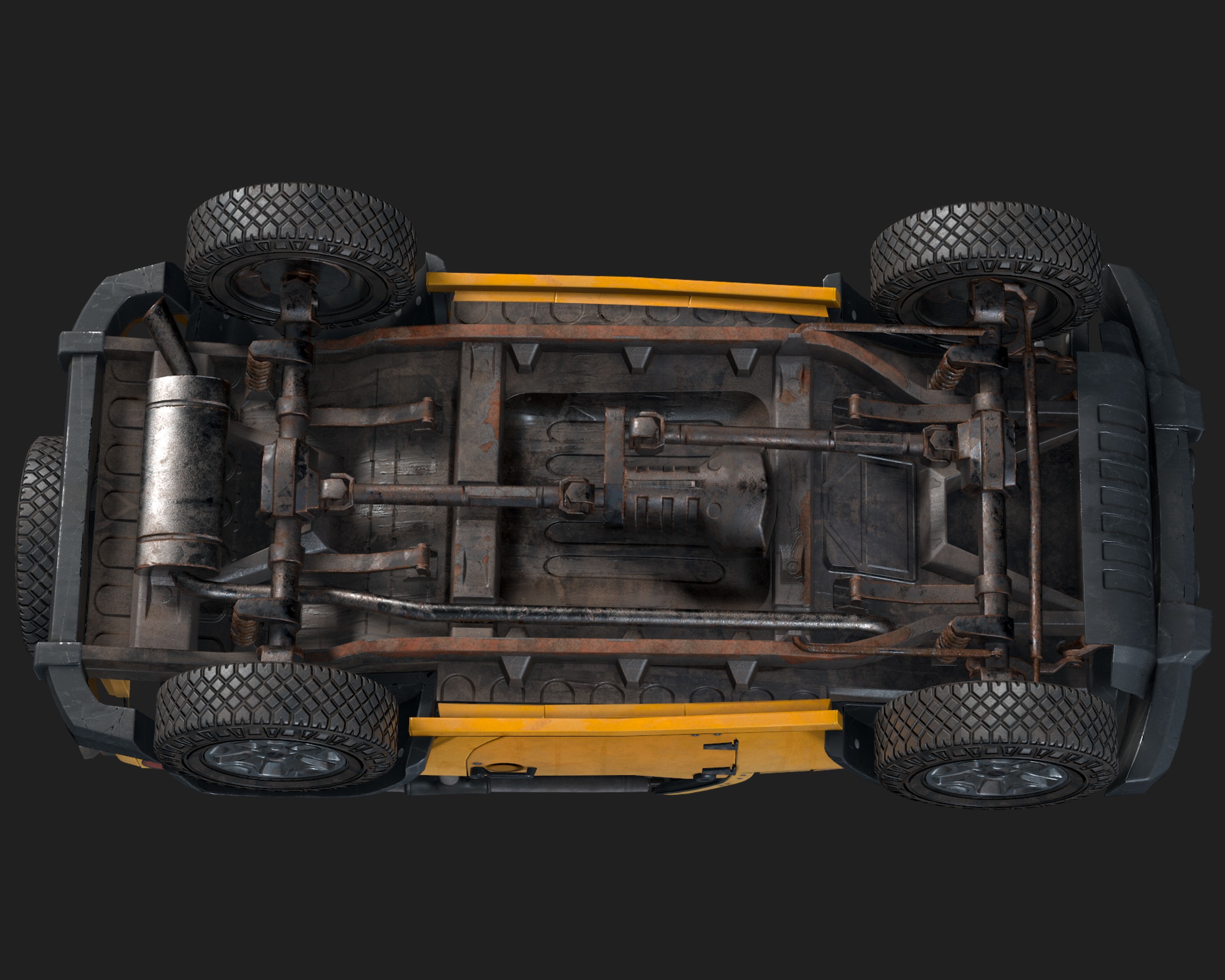 Jeep Wrangler yellow  game ready model Low-poly 3D model_10