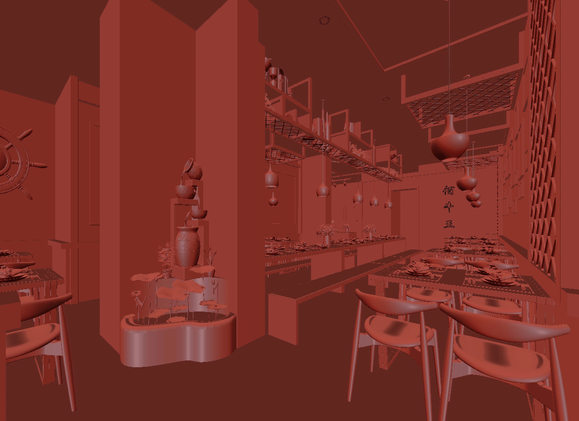 restaurant interior scenes 3D model_1