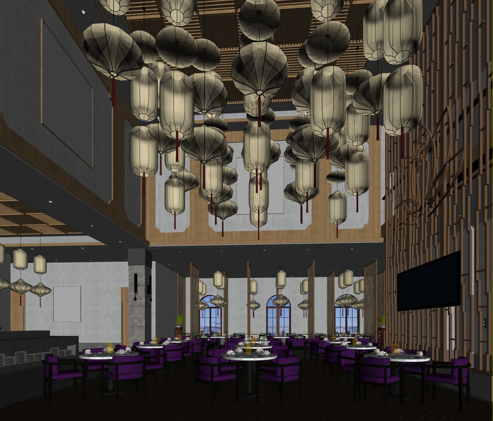 restaurant interior scenes 3D model_3