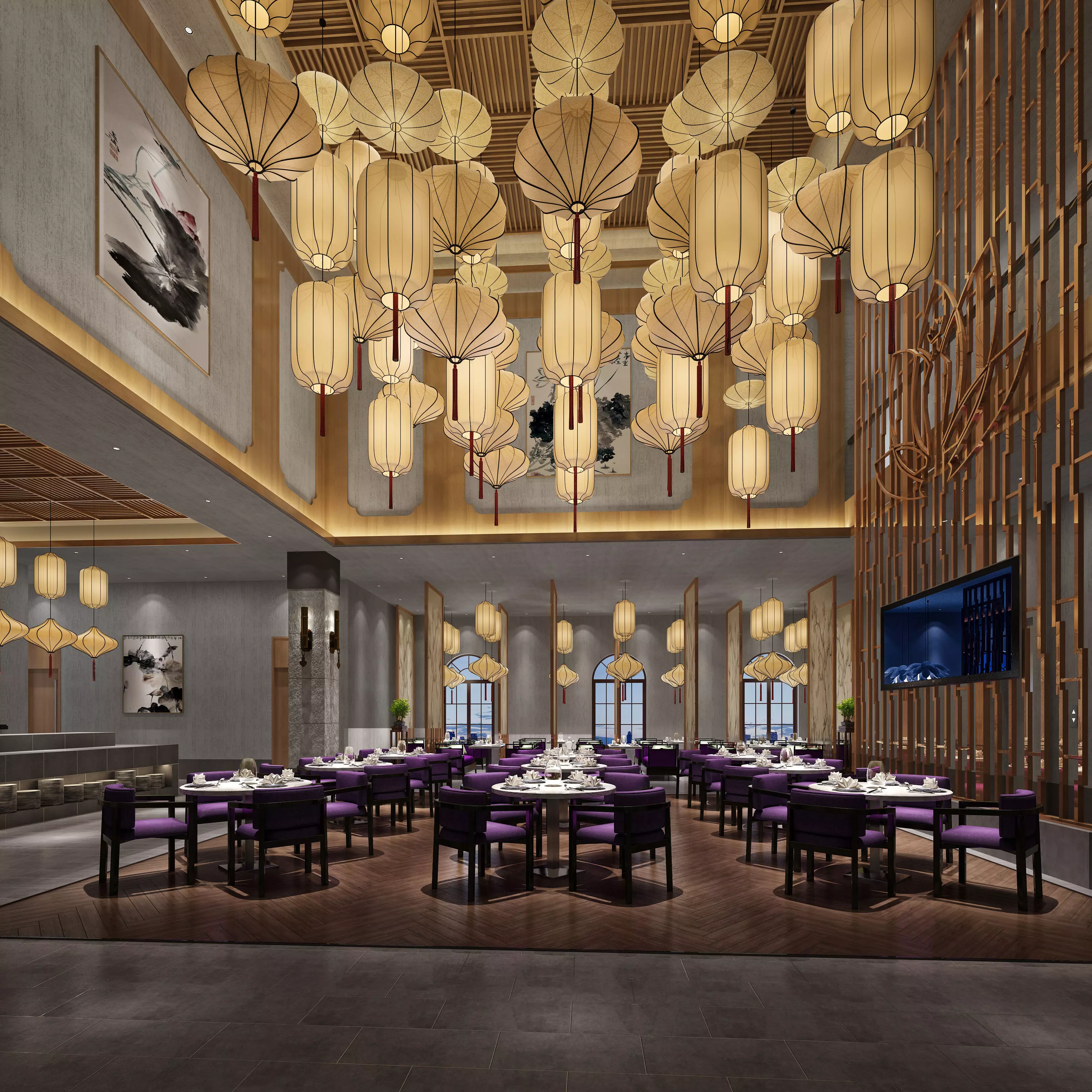 restaurant interior scenes 3D model_0