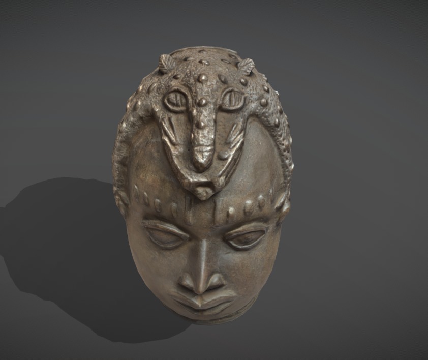 Benin Bronze Head Low-poly 3D model_6
