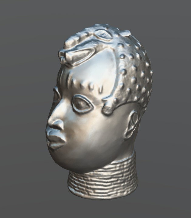 Benin Bronze Head Low-poly 3D model_8