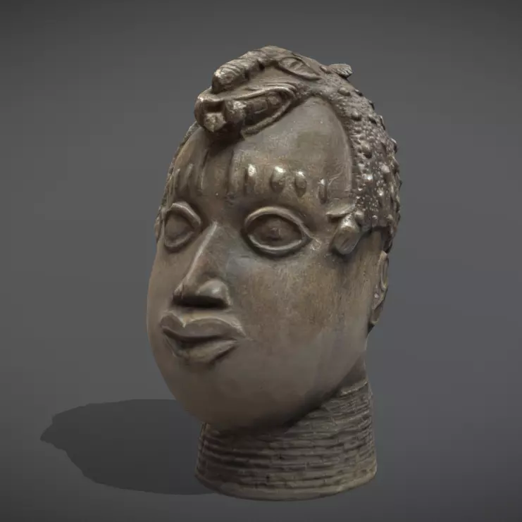 Benin Bronze Head Low-poly 3D model_0