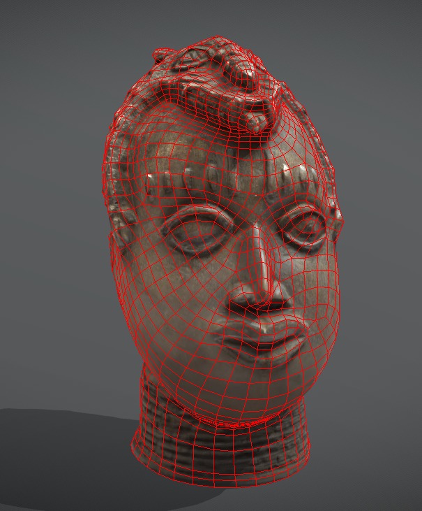 Benin Bronze Head Low-poly 3D model_7