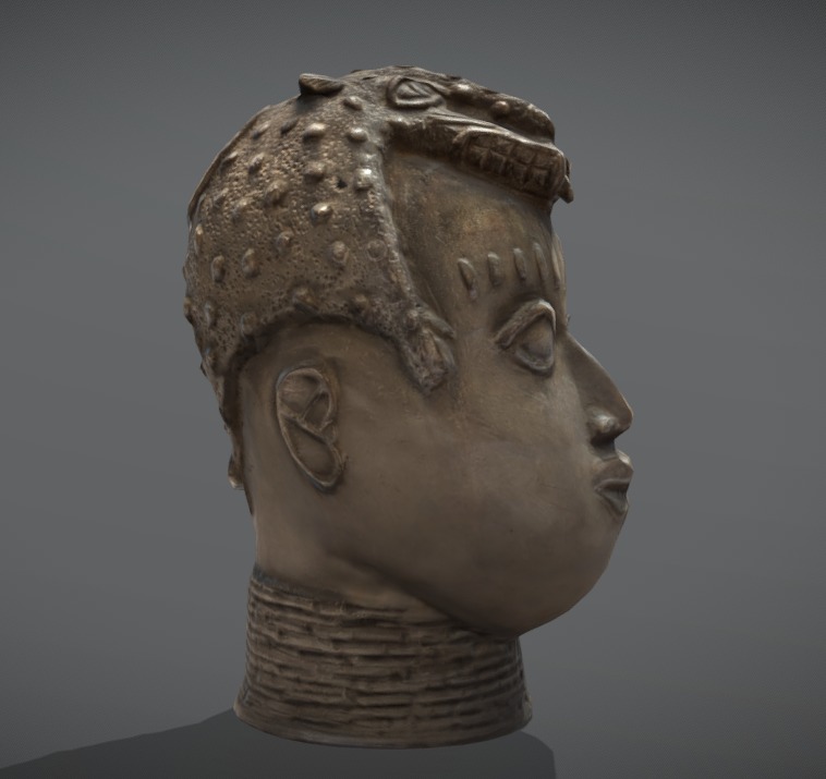 Benin Bronze Head Low-poly 3D model_4