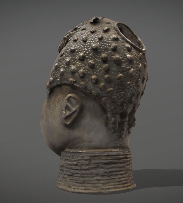 Benin Bronze Head Low-poly 3D model_2