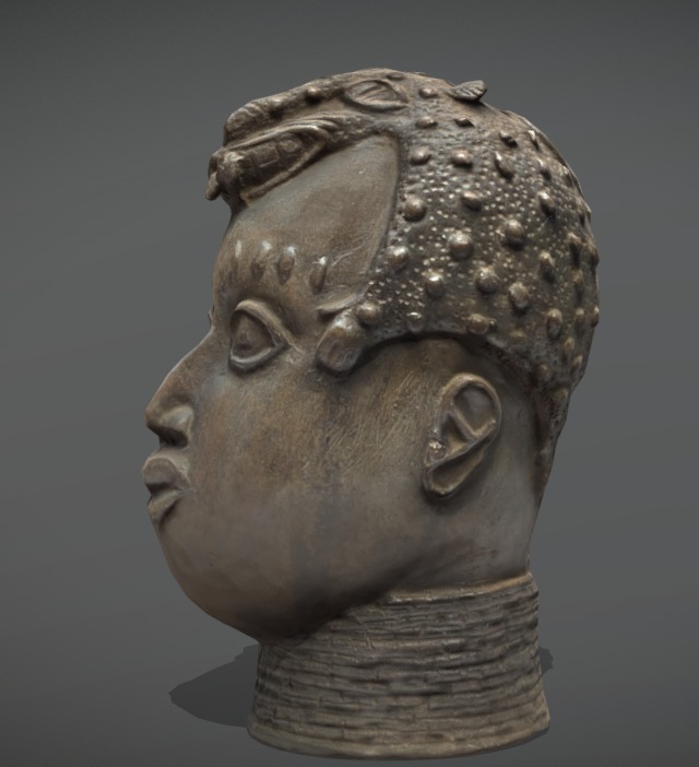 Benin Bronze Head Low-poly 3D model_1